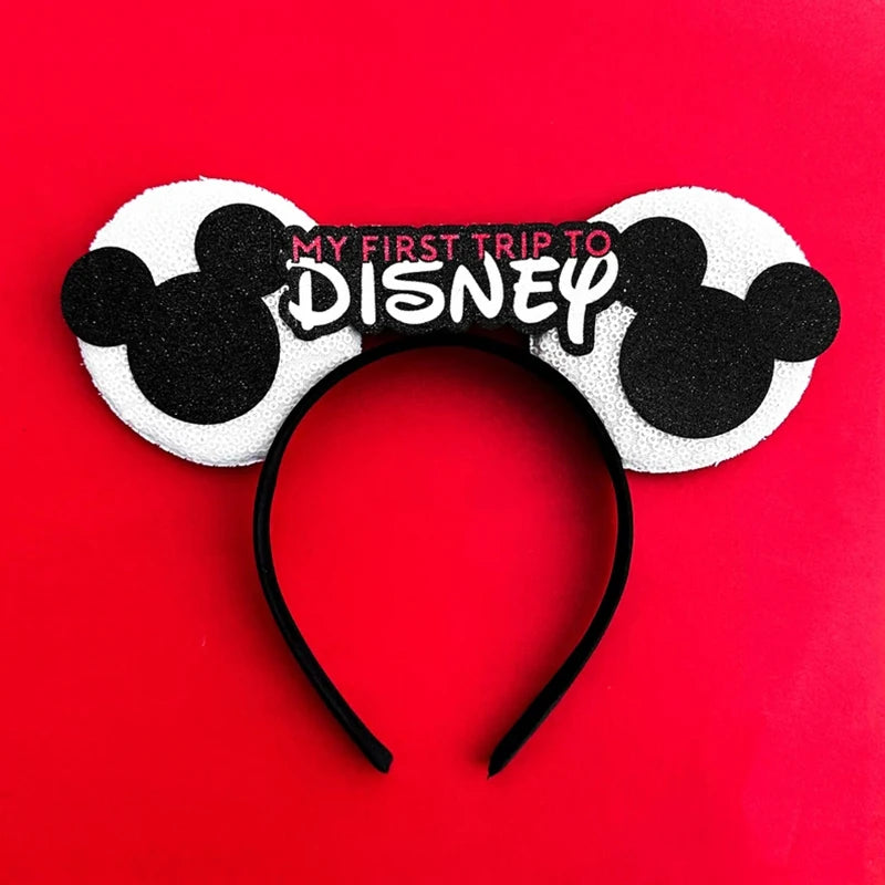 2023 Newest Mickey Mouse Ears Headband Kid Adult Festival Party Sequins Bow Hairband Women Baby Girl Party Hair Accessories Gift