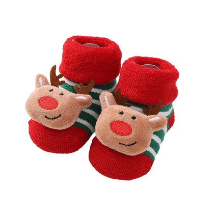 Christmas Baby Socks For Girls Boys Non-slip Floor Socks Cute Cartoon Animal Baby Xmas Cotton Sock