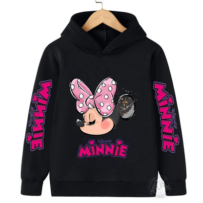 2023 Autumn/Winter Boys Minnie Warm Top 3-14 Year Old Children's Hoodie Girls Outdoor Sports Shirt