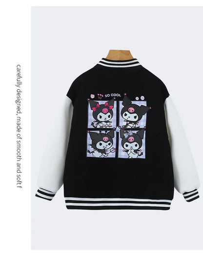 Sanrio Girls Boys Cartoon Kuromi Jacket Children Teen Coats Spring Autumn Kids Single breasted Jackets Casual Sports Outerwear