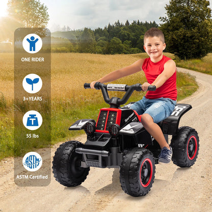 Kids Ride On ATV, 6V Ride On Car with Led Headlights, Ride-On Toy Treaded Tires, Rubber Handles, Push-Button Accelerator