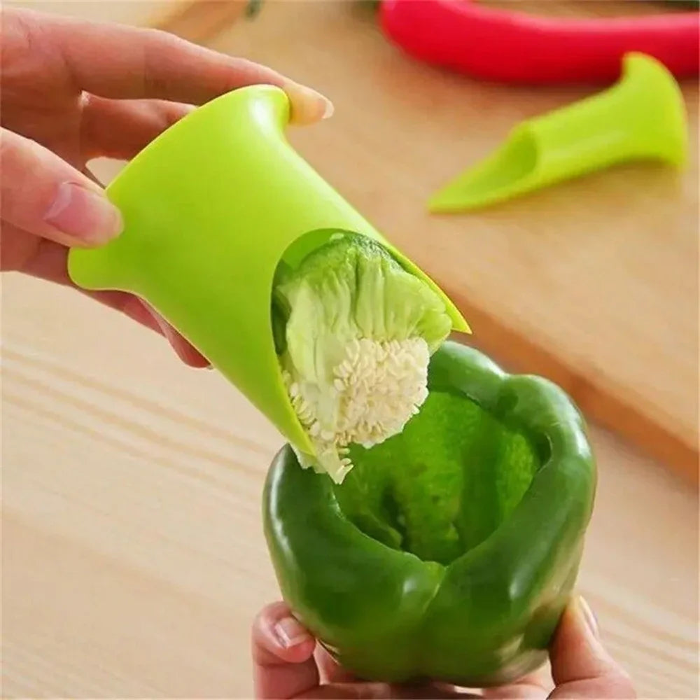 2PCS/Set Slicer Vegetable Cutter Pepper Fruit Tools Cooking Device Kitchen Seed Remover Creative Corer Cleaning Coring Gadget