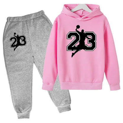 Kids Basketball Hoodie Sports Hoodie Set Spring Autumn Children Hoodie+Pants 2-Piece Set Teen Cute 4-14Y Boys Girls Hoodie Suits