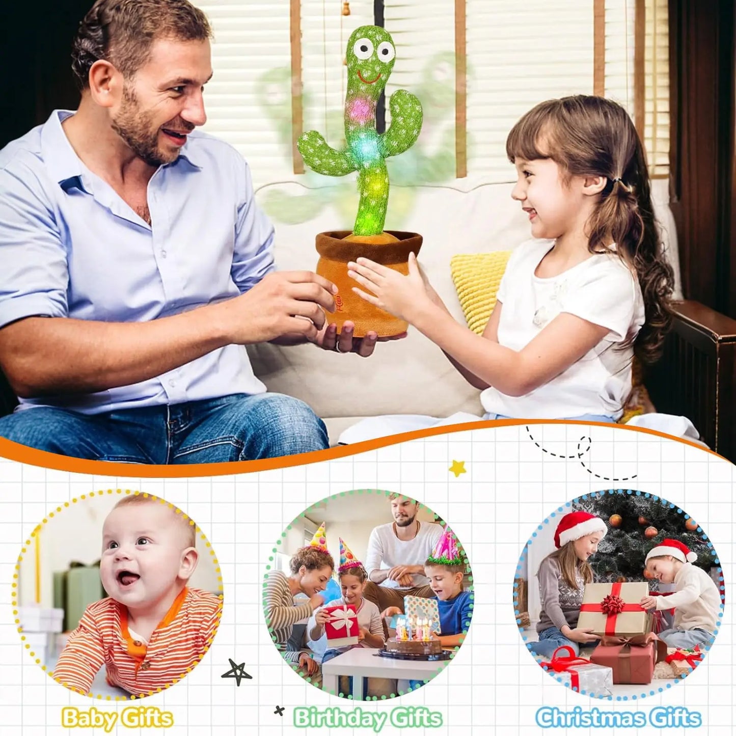 Dancing Talking Cactus Toy for Baby Toddler Boys Girls Gifts Singing Mimicking Cactus Toy Recording Repeating Cactus Baby Toy