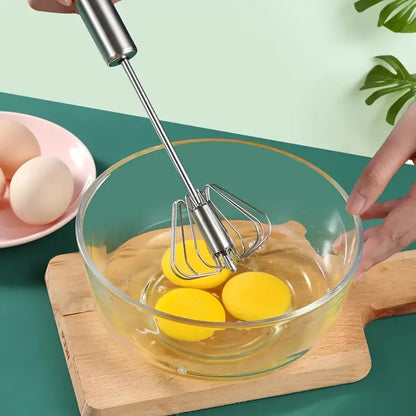 Semi-automatic Egg Beater 304 Stainless Steel Egg Whisk Manual Hand Mixer Self Turning Egg Stirrer Kitchen Accessories Egg Tools