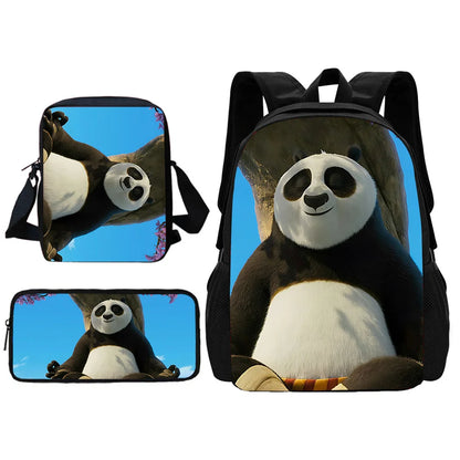 Cartoon Kung Fu Panda Child School Backpack With Shoulder Bag Pencil Bags School Bags for Boys Girls Best Gift