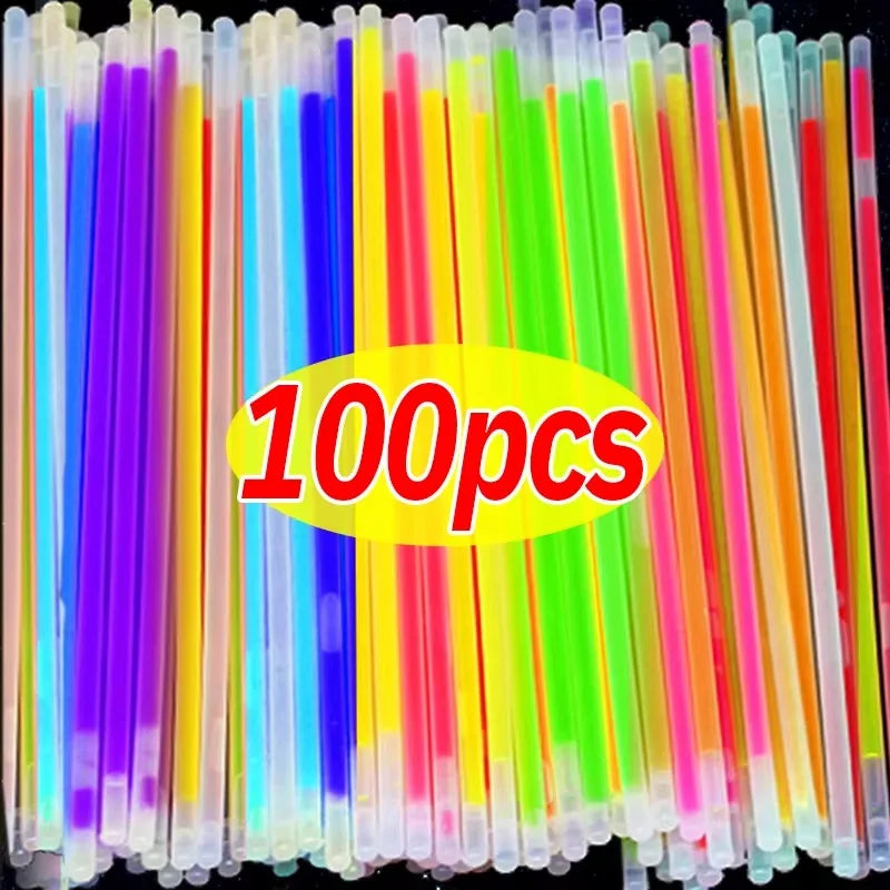 10/100Pcs Fluorescence Sticks Party Multicolor Glowing Stick Bright Colorful Light Bright Bendable Glow Bracelet Party Supplies