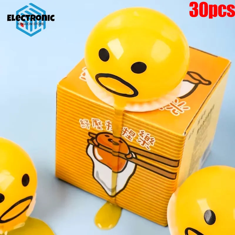 30PCS New Vomit Egg Yolk Brother Jun Lazy Egg Egg Will Vomit Stress Relieving Tool Stress Relieving Ball Trick Pinch Toy