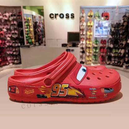 Disney Lightning Mcqueen Pixar slipper Outdoor Beach Crocs Cute Cartoon Anime Pool Anti Slip No95 Car Crocs Man Shoes Toys Gifts