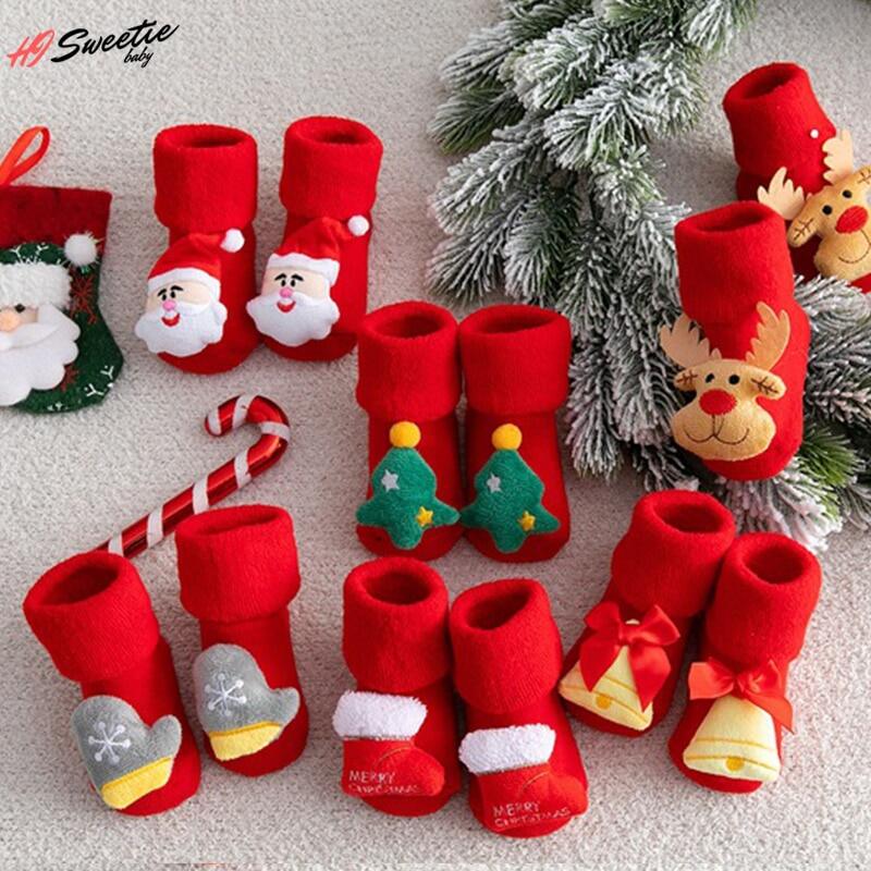 Kids Children's Socks for Girls Boys Thicken Print Cotton Toddlers Baby Christmas Socks for Newborns Infant Short Socks