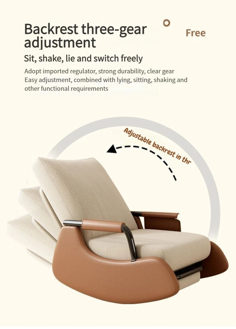 Comfy Rocking Chair, Folding Lounge Chair with Footrest, Lazy Sofa Chair Adjustable Backrest, Recliner Chair for Balcony