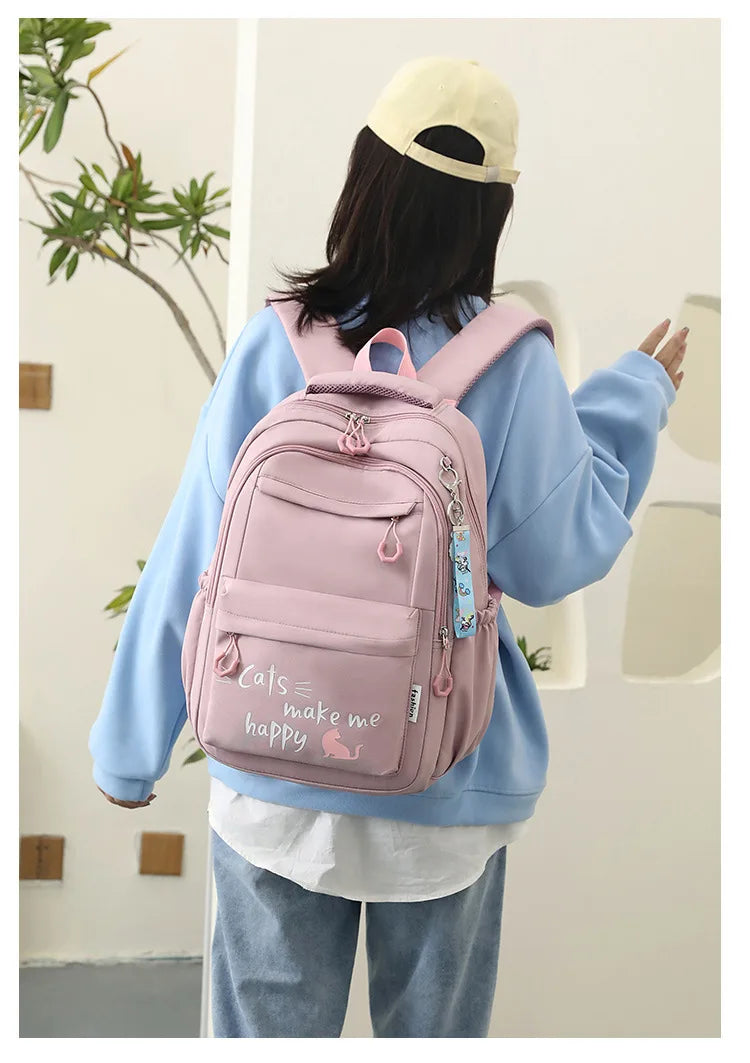 Fengdong Kawaii school Backpack for Girls cute School Bags Waterproof bookbag Teens College Student Large Travel Shoulder Bag