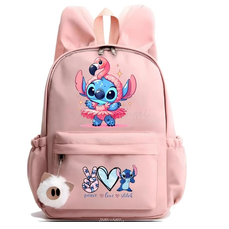 Hot Disney Lilo Stitch Backpack for Girls Boys Student Teenager Rucksack Women Casual School Bags Travel Rabbit Ears Mochila