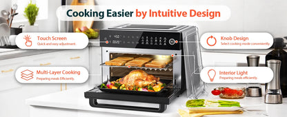 PRO Large Air Fryer Oven Toaster Oven Combo  with Rotisserie, Dehydrator and Full Accessories  19-In-1 Digit