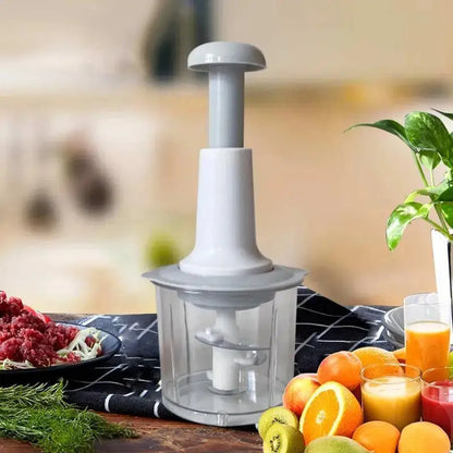 Multifunctional Food Processor - Manual Meat Grinder, Vegetable Garlic Chilli Chopper, Slicer, Rotary Dicer, Fruit Kitchen Tool