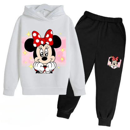 New Mickey and Minnie Cartoon Hoodie and Pants for Kids Long Sleeve Boys and Girls Spring and Autumn 2 Sets Kids Clothes Girls