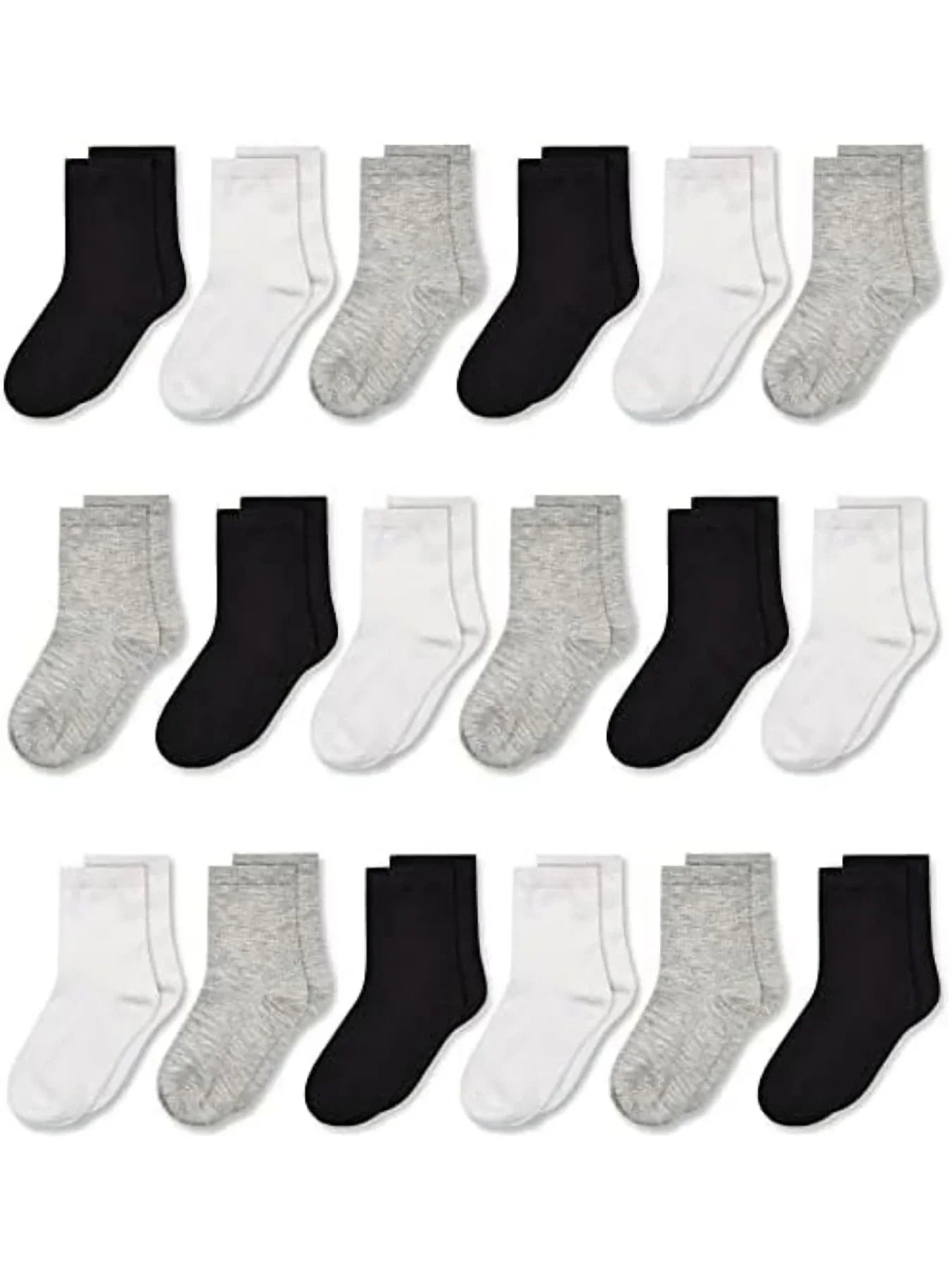 Kids Crew Socks, Mid Cut Socks For Toddler Kids Boys Girls(1-14 Years), 18Pairs Athletic Mid Calf Socks Multipack