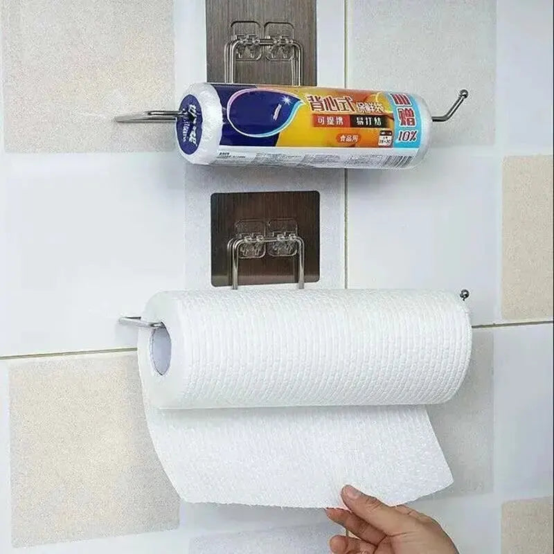 1/4PCS Kitchen Paper Holder Towel Storage Hook Toilet Paper Holder Towel Stand Storage Rack Tissue Holder Bathroom Organizer