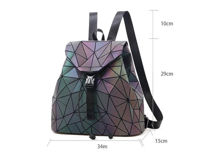 Fashion Luminous Women backpack Drawstring folding backpack Triangle Sequin Backpack for Reflective strip Female student bag