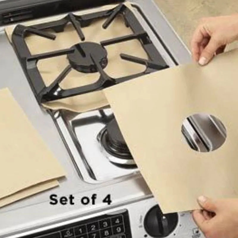 4pcs Gas Stove Protector gas Stove Cooker cover liner Sheild Clean Mat Kitchen Gas Stove Stovetop Protector Kitchen Accessories