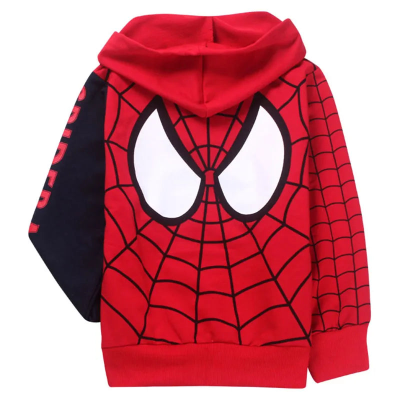 Boys Hoodies Sweatshirts Cartoon Spiderman Kids Outwear Zipper Hooded Clothes Fall 2024 New Spider man Children's Clothing