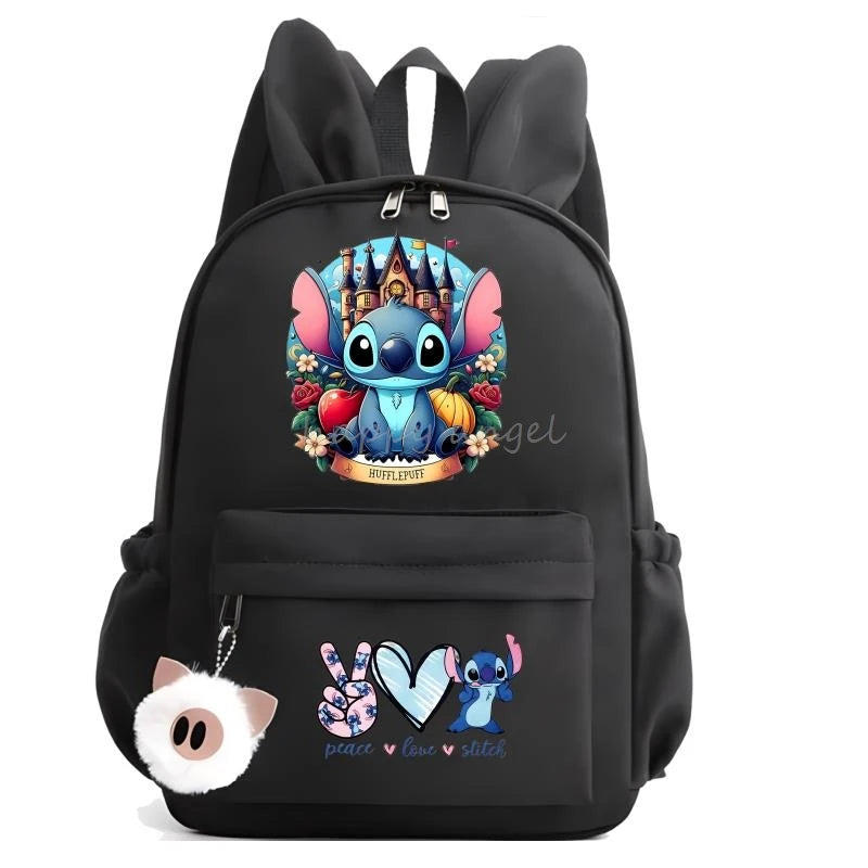 Hot Disney Lilo Stitch Backpack for Girls Boys Student Teenager Rucksack Women Casual School Bags Travel Rabbit Ears Mochila