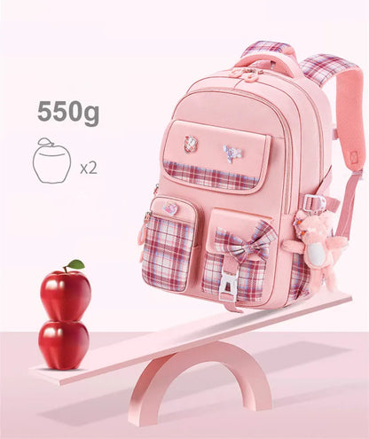 With Rabbit Pendant For Girls Orthopaedics Kids Backpack Kawaii Waterproof School bag Primary Bow Knot Schoolbag mochilas BOOK