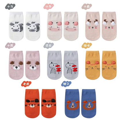 4Pairs/lot Anti-slip Baby Socks Cute Animal Cartoon Baby Boy Girls Sock Infant Children's Floor Socks 0-3 Years Old