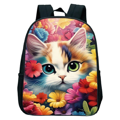 Cute Cat Print Backpack For Preschool Children Kitten Pattern School Bags Lightweight Boys Girls Kindergarten Backpack Kids Gifs