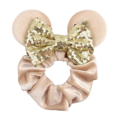 Disney Mickey Christmas Hair Loop Thickened Velvet Pig Intestine Hair Loop Elastic Gold Velvet Headband