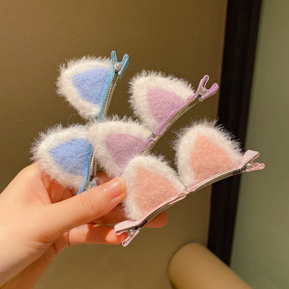 2Pcs/Set New Cute Solid Rabbit Ears Clips for Baby Girls Handmade Kawaii Barrettes Headwear Kids Hair Accessories