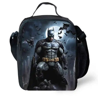 Cartoon Super Hero B-BatmanS School Backpack,Lunch Bags,Pencil Bags for 4-8 Years Old,Cartoon School Bags for Boy Girl Best Gift