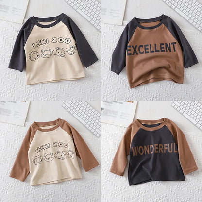 Baby Children's Bottom Long Sleeved T Shirt Infant Boy Girls Velvet Single Tops Kids Casual Outfits