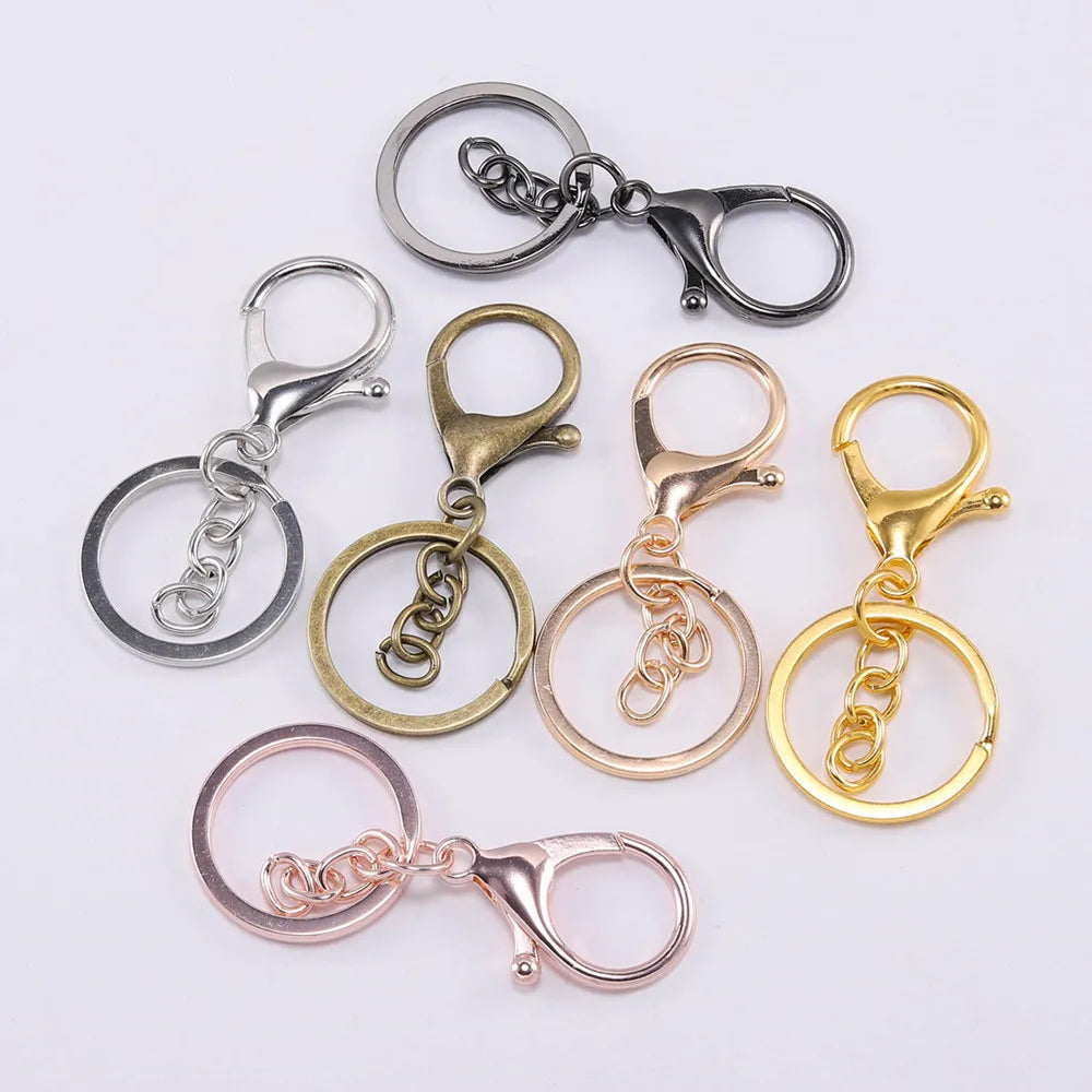 5pcs/lot Key Ring 30mm Keychain Long 70mm Lobster Clasp Key Hook Keyrings For Jewelry Making Finding DIY Key Chains Accessories