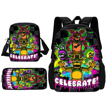 Cartoon Five Night At Freddy Child School Backpack With Shoulder Bag Pencil Bags School Bags for Boys Girls Best Gift