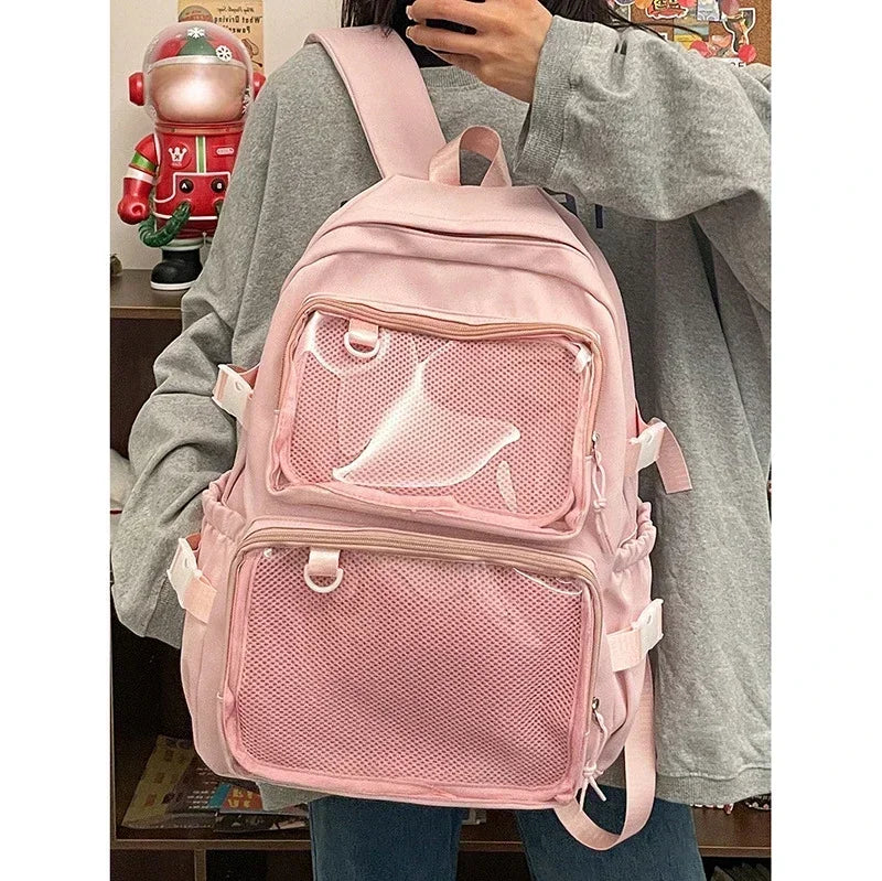 Japanese Kawaii Itabag Women New 2024 Transparent Backpack Women Large Capacity Ita Backpack School Bags for College Student JK