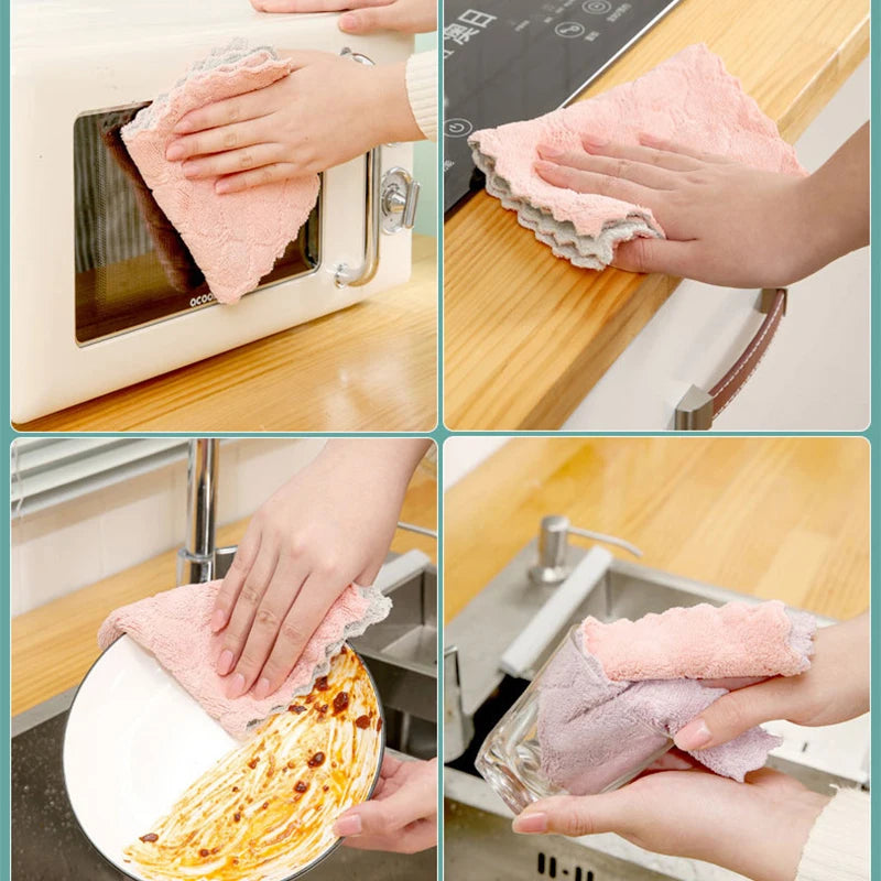 5/10PC Kitchen Accessories Super Absorbent Microfiber Dish Cloth Tableware Household Cleaning Towel Kitchen Tools Gadget ALI253