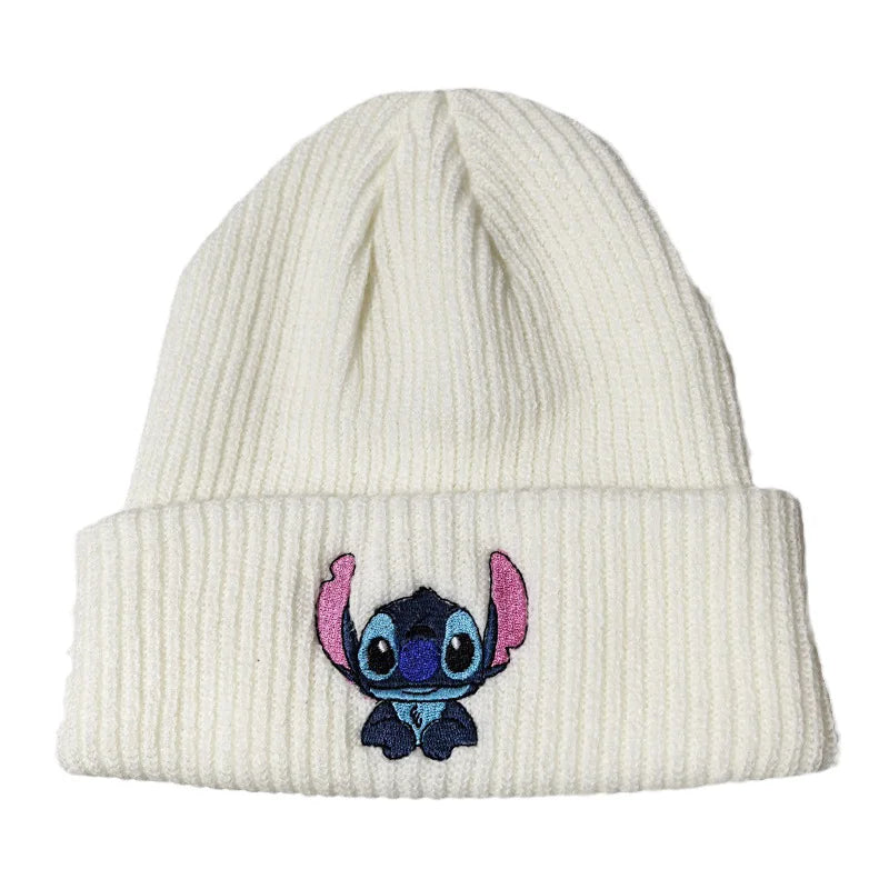 Disney Anime Stitch Knitted Hat Kawaii Lilo Stitch Embroidered Cute Warm Hat Cartoon Children Autumn Winter Hat Gifts