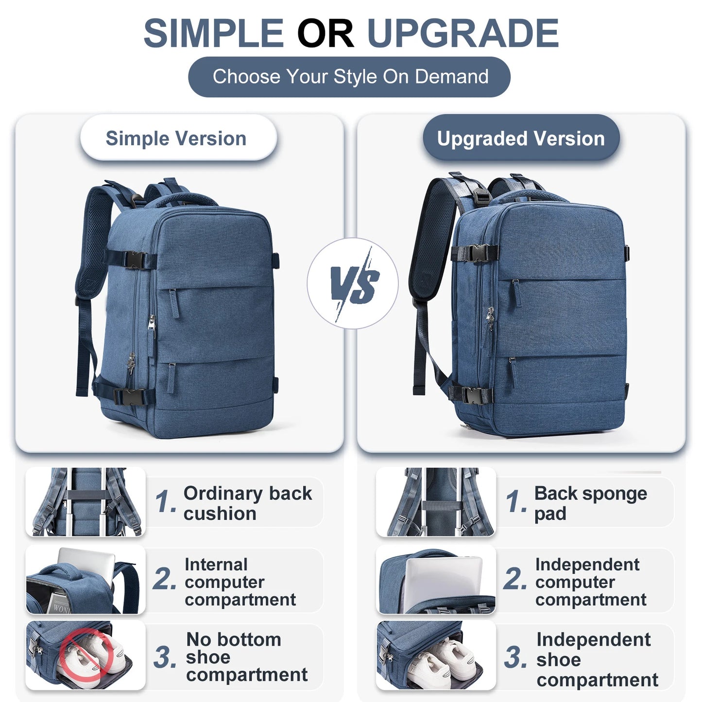 Travel Backpack Short Distance Airplane Ryanair Cabin Bag 40x20x25 Backpack Women Men leisure School Laptop Bag Carry on Luggage