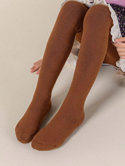 3 pairs of girls' solid color bottom pantyhose are suitable for daily life