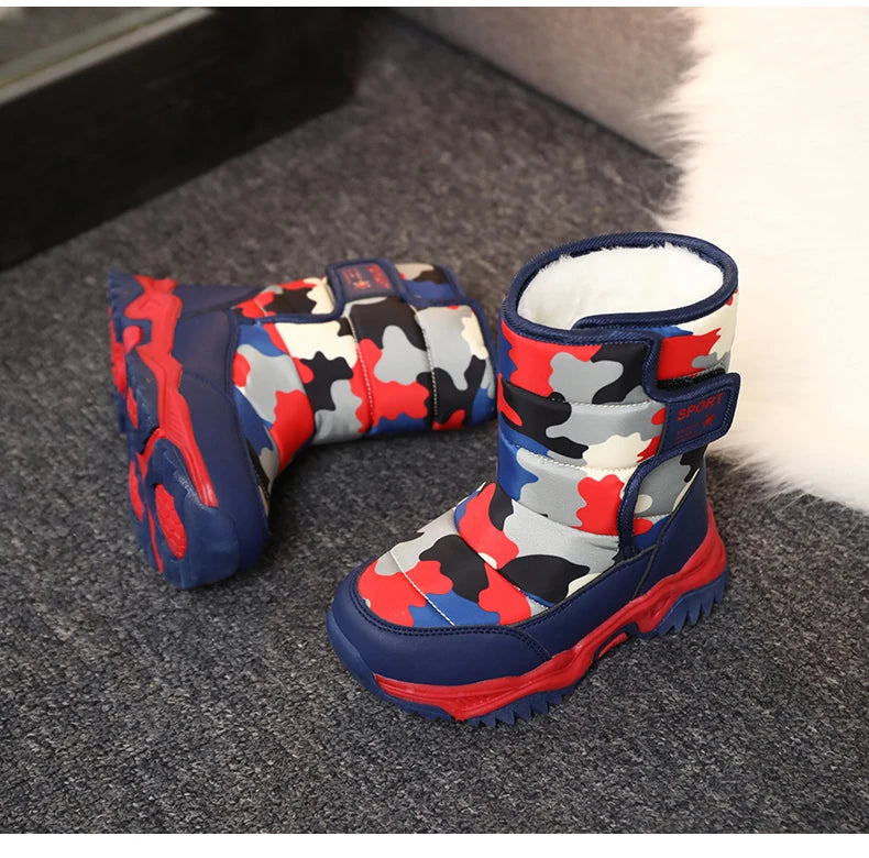 2024 Winter Children Shoes Plush Waterproof Fabric Non-Slip Girl Shoes Rubber Sole Snow Boots Fashion Warm Outdoor Boots