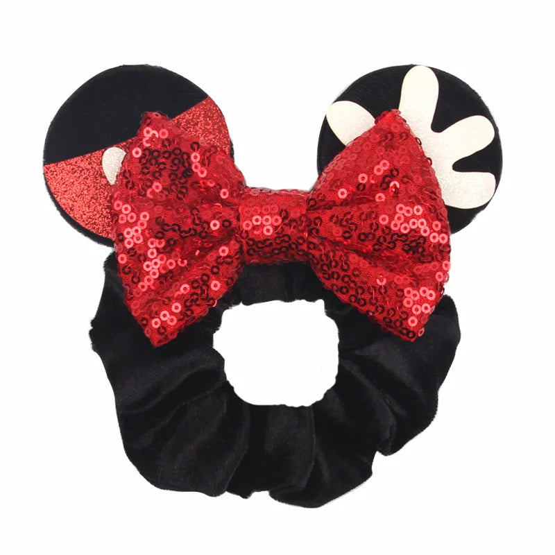 Disney Mickey Christmas Hair Loop Thickened Velvet Pig Intestine Hair Loop Elastic Gold Velvet Headband