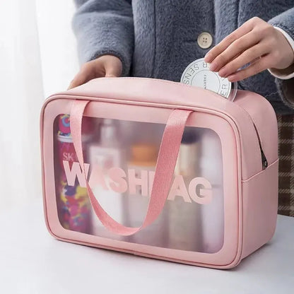 Pu Frosted Clear Makeup Box Waterproof Travel Toiletry Bag Large Capacity Portable Bath Storage Bag Children's Lunch Bag