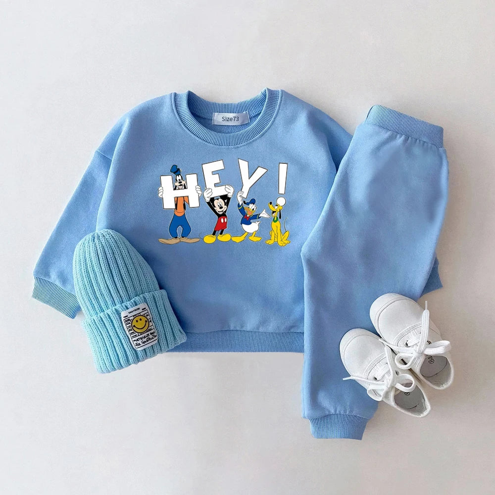 Mickey Baby Boy Tracksuit Toddler Girl Cartoon Long Sleeved Top + Pant Spring Autumn Children Suits