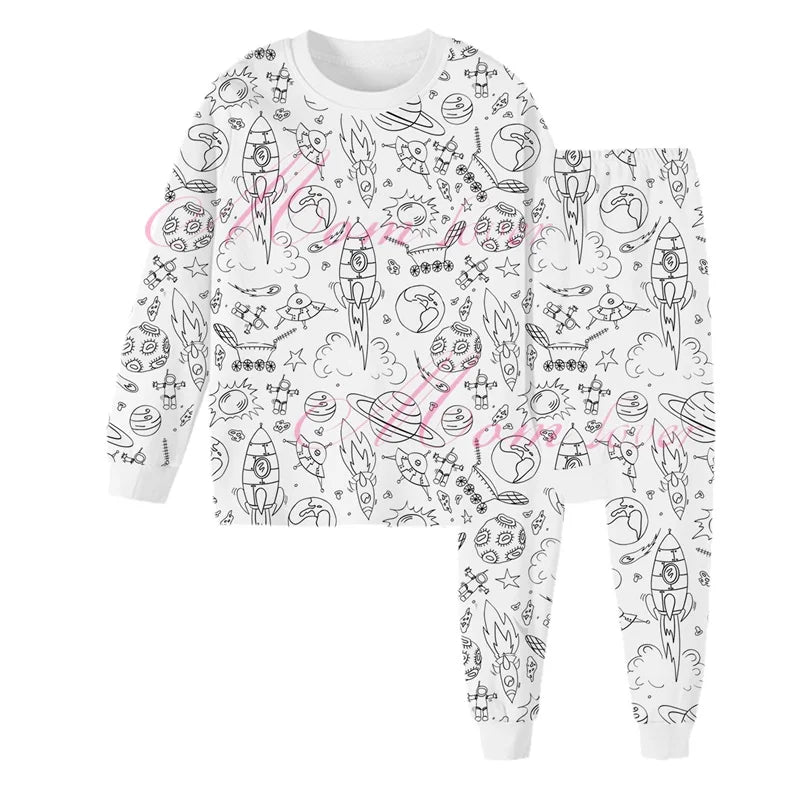 DIY Pajamas Kids Sketch Colorful Pajama Set Kids Art Color Your Own Pajama Handicraft Toys DIY Kid Crafts For Kids Boys Girls