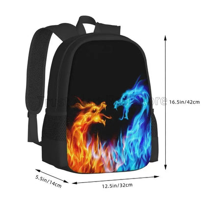 Red Blue Fire Dragon Travel Backpack for Boys and Girls School Book Bag Lightweight Water Resistant Daypack for Travel Picnic