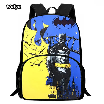 Cartoon Super Hero B-BatmanS LOGO Child Backpack,Shoulder Bag,Pencil Bag for 4-8 Years Old Anime School Bag for BoyGirl BestGift