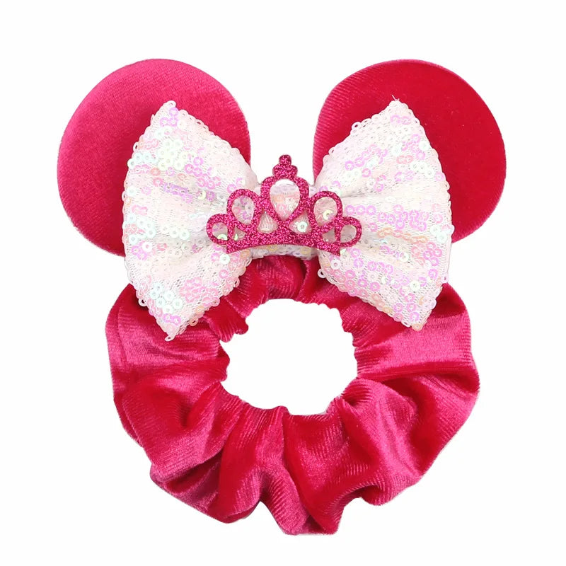 Disney Mickey Christmas Hair Loop Thickened Velvet Pig Intestine Hair Loop Elastic Gold Velvet Headband