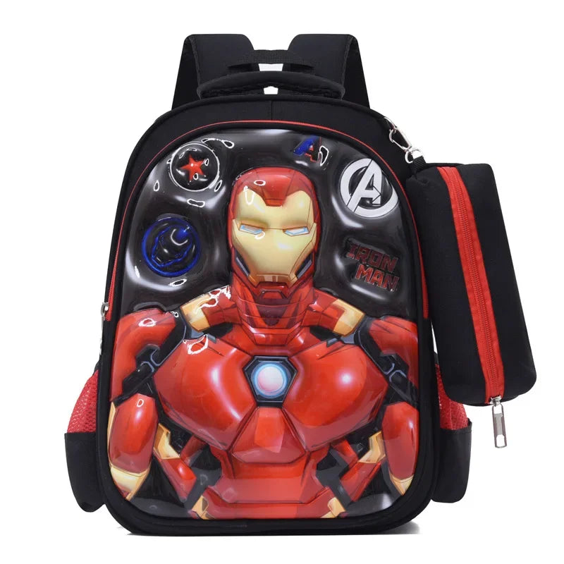 Marvel Children Backpack for Grades 1-3 3D Hard Shell Anime Cartoon Batman Sofia Lightweight Breathable Waterproof Bags Gifts