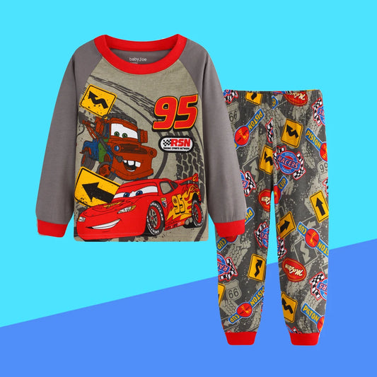 New Spring Autumn Children's Clothing Sets Boys 95 Cars McQueen Cartoon Sleepwear Clothes Kids Pajamas Set Baby Cotton Pyjamas